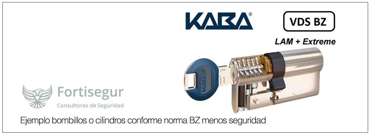 Ejemplo bombillos o cilindros conforme norma BZ menos seguridad